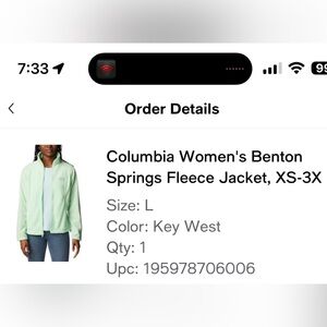NWT women’s Columbia Benton Fleece zip up light green size Large
